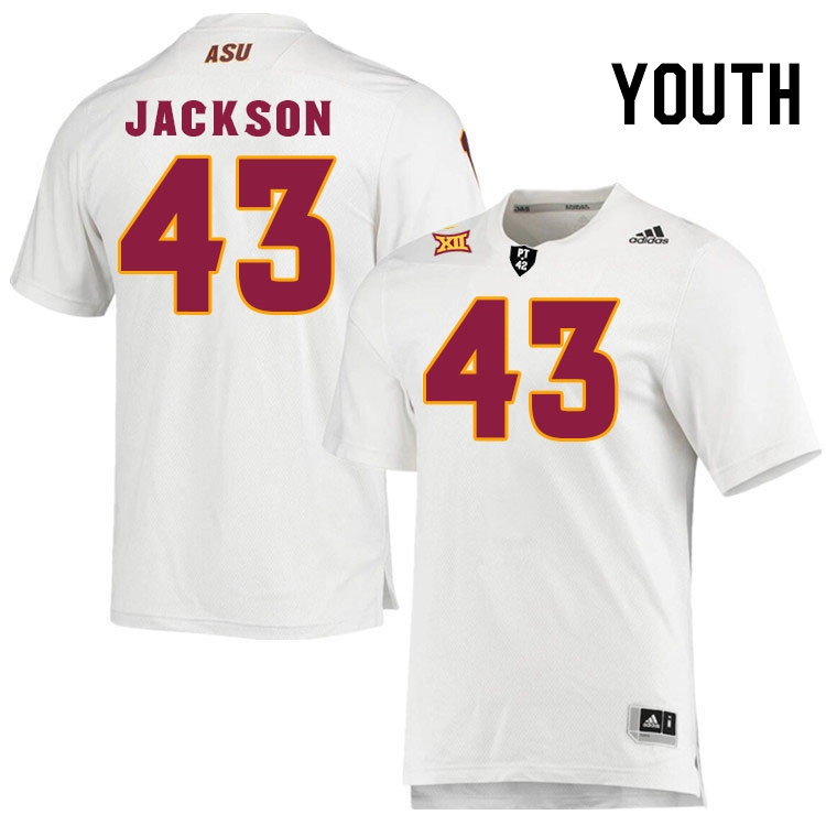Youth #43 Krew Jackson Arizona State Sun Devils College Football Jerseys Stitched-White